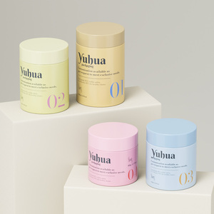 Pots en PET colorés à parois droites de 80-150g, rechargeables, pour soins de la peau, crème pour les yeux, beurre corporel, baume, avec bouchon à vis, en plastique, OEM/ODM - Product Image 1