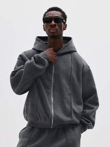 Conjunto Deportivo de Sudadera con Capucha y Cremallera de Felpa de 420 g/m² con Diseño de Costuras en Paneles y Pantalones Deportivos Holgados, Ropa Urbana Premium de Invierno OEM - Product Image 4