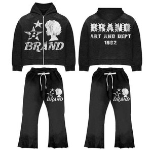 Conjunto de 2 Piezas para Hombre, Talla XL, Pantalones Deportivos y Sudadera con Bordado Desgastado, para Invierno, con Logotipo Personalizable, 100% Algodón - Product Image 3