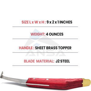 Cuchillo de pezuña de acero japonés de primera calidad, herrador para diestros, Topper de latón, hoja duradera, mango de caballo, vaca, cuidado de pezuña - Product Image 6