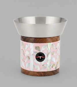 Brûleur d'encens Bakhoor religieux indien incrusté de nacre fait à la main avec porte-parfum en métal en bois d'acacia pour la décoration intérieure - Product Image 5