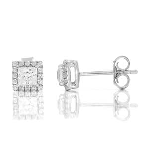 Boucles d'oreilles rondes et en forme de princesse avec diamants - Product Image 2