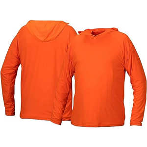 Sudaderas con capucha personalizadas Camisas 100% Poliéster Color naranja Jersey de manga larga para hombres UPF 50 + Protección solar Ropa de pesca Camisas con capucha - Product Image 5