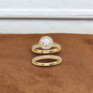 1.54กะรัต E-F/VVS-VS เพชรมออิสซาไนต์กลมตัดหมั้นกับวงดนตรีที่ตรงกัน10K14K18K แหวนเพชรสีทอง - Product Image 2