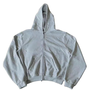 Service OEM Personnalisé – Sweat à Capuche Zippé Vintage en Molleton 100% Coton French Terry Délavé à l'Acide, Style Streetwear Hiver, Haute Qualité, Effet Vieilli - Product Image 3