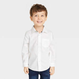 Camicia Oxford Bianca Cat & Jack per Bambine, Casual Formale, Tessuto a Righe, Manica Lunga, Taglia 12M - Product Image 1