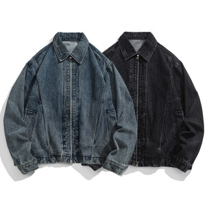 Veste en jean vintage lavée avec boutons, logo personnalisé OEM, vêtements d'extérieur pour hommes, veste en jean de haute qualité pour hommes, vêtements de rue pour hommes - Product Image 3