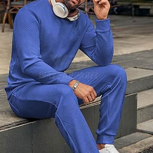 Ensemble de survêtement en coton pour homme, deux pièces, coupe décontractée, tenue confortable pour le fitness, la salle de sport, le streetwear - Product Image 4