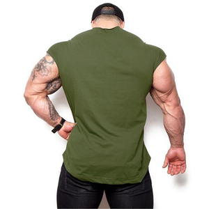 Chaleco de gimnasio Atlético personalizado para hombre, camiseta de entrenamiento informal de talla grande con estampado sólido de poliéster transpirable para culturismo - Product Image 4
