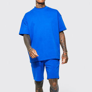 Vente flash : Ensemble t-shirt et short pour homme, style streetwear, effet délavé, vêtements de sport d'été, séchage rapide, respirant, 100% coton - Product Image 6