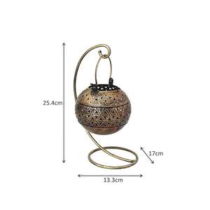 Support décoratif en fer forgé argenté antique de 10 pouces pour bougie chauffe-plat, avec motif ajouré et pot à bougie, idéal pour la décoration de Noël et comme article cadeau - Product Image 3