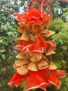 สายอินเดียที่มีสีสันสุทธิหรือ Gota พวงแขวนสำหรับฉากหลังตกแต่งผนังและวัดสำหรับตกแต่ง haldi mestangeet - Product Image 4