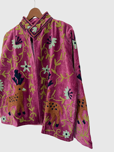 Chaqueta de terciopelo bordada a mano con cuello mandarín, manga larga, estampado animal, talla grande, ropa de invierno para mujer - Product Image 3