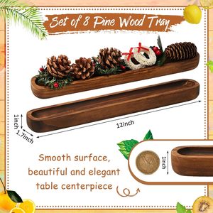 8 piezas de cuencos de masa de madera, bandeja de oliva larga de madera rústica, accesorios decorativos para tablero de charcutería, decoración de cuencos de madera tallada a mano - Product Image 3