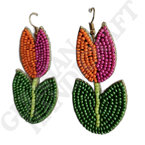 Boucles d'oreilles en tissu de coton de qualité supérieure, couleurs personnalisées, broderie en forme de cœur, perles, fabrication artisanale, taille personnalisable, pour femmes, pour les fêtes - Product Image 5