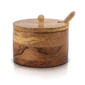 Azucarero de Madera con Capa Interior de Acero Inoxidable y Cuchara, Azucarero con Tapa y Hoja, Salero de Madera, Precio Increíble - Product Image 4