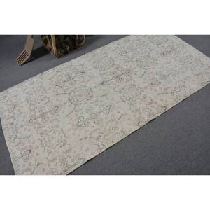 Alfombra de lana turca blanca y rosa Vintage 4 'X 7 'Diseño de retales de tejido plano para decoración de sala de estar para adolescentes - Product Image 2