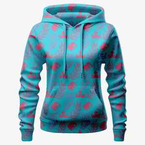 เสื้อสเวตเตอร์มีฮู้ดพิมพ์ลายใบไม้สีสันสดใสลำลองแบบสวมหัว - Product Image 4