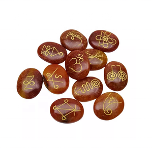 Piedra ovalada Karuna con forma de ágata roja de alta calidad, juego de Karuna de 13 piezas, cristal curativo natural, piedras preciosas de Reiki, juego de Karuna al por mayor - Product Image 1