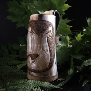 Taza de cuerno de búfalo natural, estilo vikingo, para beber cerveza, de alta calidad, con asa de madera, la más vendida, para sublimación en ágata, DIY. - Product Image 3