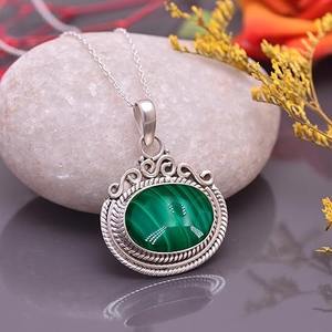 Malachite Gemstone Trending Design Pendentif Pendentif en argent sterling 925 Cadeau de mariage parfait pour l'amour avec 925 bijoux estampillés - Product Image 4