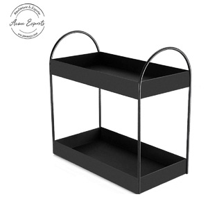 Support de plateau moderne en métal noir à deux niveaux Design élégant et durable Idéal pour la présentation de comptoir de cuisine ou l'organisation - Product Image 6