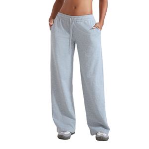 Pantalon de survêtement pour femme à taille élastique, taille haute, avec logo personnalisé, uni, vierge, pour l'hiver, coupe droite - Product Image 1