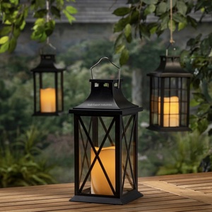 Lanternes à bougies suspendues et de table en métal enduit noir à prix de gros pour l'artisanat de décoration de la maison et du jardin - Product Image 1