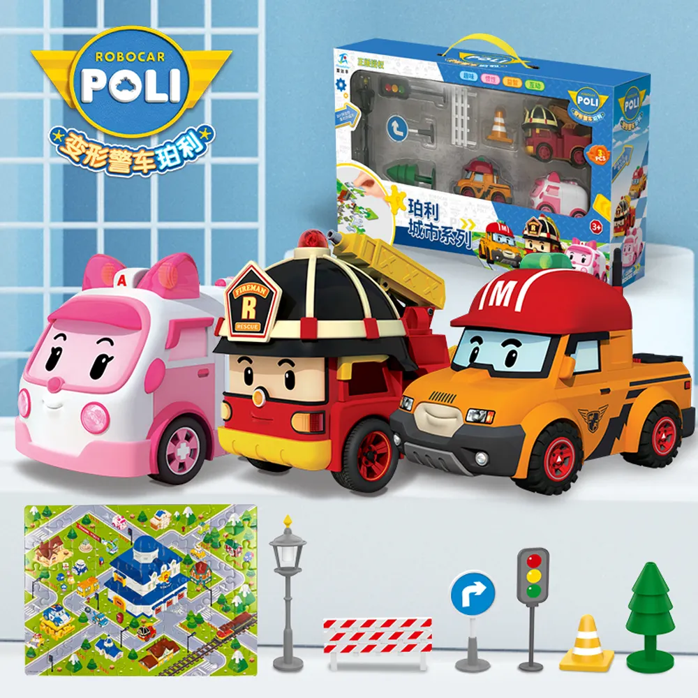 2024 Official Authorization Hot Selling Poli Robocar Plastic Cartoon Deformation Robot Car Toys
