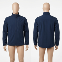 Veste de travail en softshell polyester-spandex 300 GSM de qualité supérieure, bleu marine, avec panneaux latéraux et logo brodé personnalisé