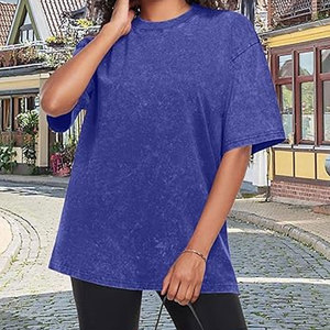 เสื้อยืดผ้าฝ้ายฟอกสีกรดสำหรับผู้หญิงออกแบบได้ตามต้องการสวมใส่สบายและเป็นมิตรกับสิ่งแวดล้อม - Product Image 5