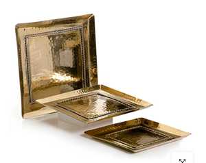 Bandeja de Metal Decorativa Hecha a Mano de Diseño Novedoso para Servir Alimentos, para Catering de Hotel, Decoración de Mesa de Comedor, con Asa de Diseño - Product Image 5