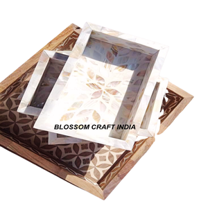 Bandeja de Servicio de Resina con Incrustaciones de Nácar Blanco de Primera Calidad, Bandeja Decorativa de Madera MDF para Uso Doméstico - Product Image 4