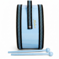 Midex Orf-TF-13LBL Instrumentos Orff, Tambor Infantil de Madera de Abedul Azul Hielo con Parches de Papel Encerado, Tambor de Piso Portátil de Tono Directo