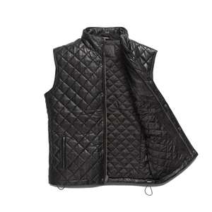 Gilet en cuir authentique coupe-vent pour homme, fermeture à boutons, pour la conduite en moto, vêtements d'extérieur, design matelassé, fabriqué au Pakistan - Product Image 2