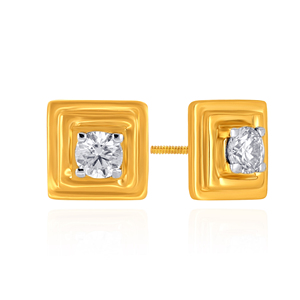 Pendientes de Diamantes Solitarios Cuadrados Forever, Diseño Clásico, Oro Amarillo de 14K para Mujer, Corte Brillante Redondo - Product Image 2
