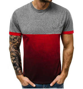 Camiseta de manga corta con cuello redondo de Color degradado para hombre, informal Camiseta ajustada con cuello redondo para hombre, camiseta de verano - Product Image 3