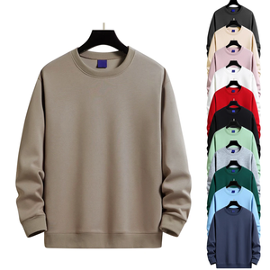 2025 nueva llegada hombres moda liso cuello redondo sudadera venta al por mayor sudaderas en blanco anti-pilling polar CVC suave - Product Image 1