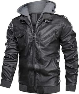 Custom Leather Jacket Men | <b>Wool</b> Body PU Leather Sleeves ODM Factory Classic Motorbike Jacket For Mens - Product Image 2