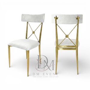 X Brace Back Gold Stainless Steel Wedding Reception <b>Chair</b> with White Cushion for Banquet Halls Wholesale Seating - Product Image 3