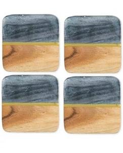 Dessous de verre à motifs géométriques en résine de bois marron et blanc Designs uniques Décoration de table pour boissons Qualité supérieure à prix abordable - Product Image 5