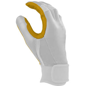 Prix de gros Service OEM Gants de frappe de baseball en cuir Cabretta durable blancs et jaunes Gants d'entraînement sportif - Product Image 5