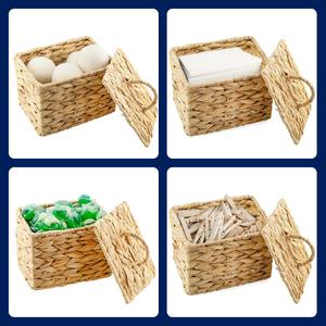 Caja cuadrada de jacinto de agua con tapa, caja de almacenamiento hecha a mano, ecológica, natural, decoración para el hogar, venta al por mayor desde Vietnam - Product Image 5