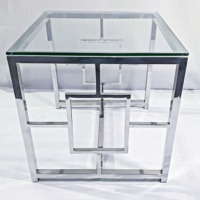 Table basse carrée moderne en acier inoxydable, ensemble de tables d'appoint avec plateau en verre personnalisé, finition or rose, taille sur mesure, meubles de salon portables