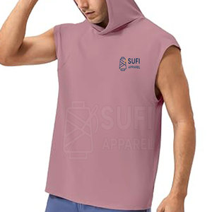 Design Your Own High Quality <b>Men's</b> Solid Autumn <b>Sleeveless</b> <b>Hoodie</b> with Custom Colors-Bulk Quantity - Product Image 1