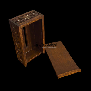 Modern Premium Quality Wooden Carved <b>Floral</b> Pattern Engraved Tissue <b>Box</b> Stylish Tabletop Holder for Home and Office Tradebyd - Product Image 4