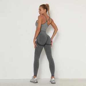 Ensemble 2 pièces d'entraînement à manches longues pour femme, Legging sans couture, taille haute et haut court, ensemble de vêtements de Yoga - Product Image 6