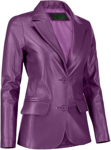 Vente en gros de vestes de haute qualité pour femmes blazer en cuir violet pour femmes OEM manteau décontracté en cuir véritable manches longues logo personnalisé - Product Image 4