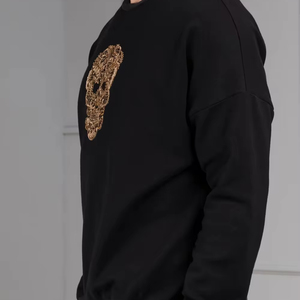 เสื้อสเวตเตอร์คอตตอนผสมสำหรับผู้ชายเสื้อสเวตเตอร์คอกลมสำหรับฤดูหนาวดีไซน์โอเวอร์ไซส์งานปักโลโก้ออกแบบได้ตามต้องการผลิตในปากีสถาน - Product Image 5