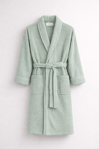 OEM Custom 100% Cotton Terry <b>Bathrobe</b> | Unisex Shawl Collar Hotel & Home Bath Robe | Soft Absorbent Spa Robe - Product Image 3